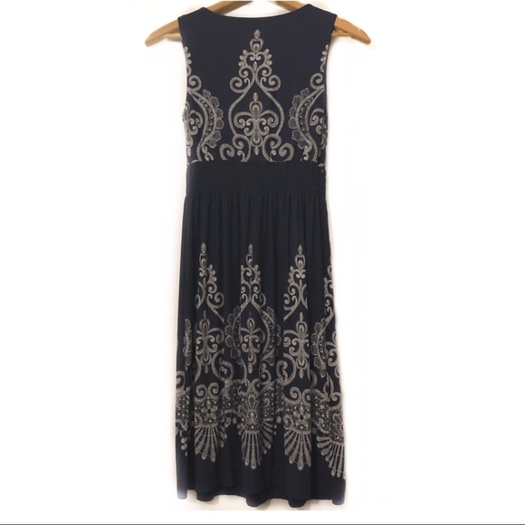 Soma Tile Print Cinched Waist Soft Dress Modest - Picture 6 of 7